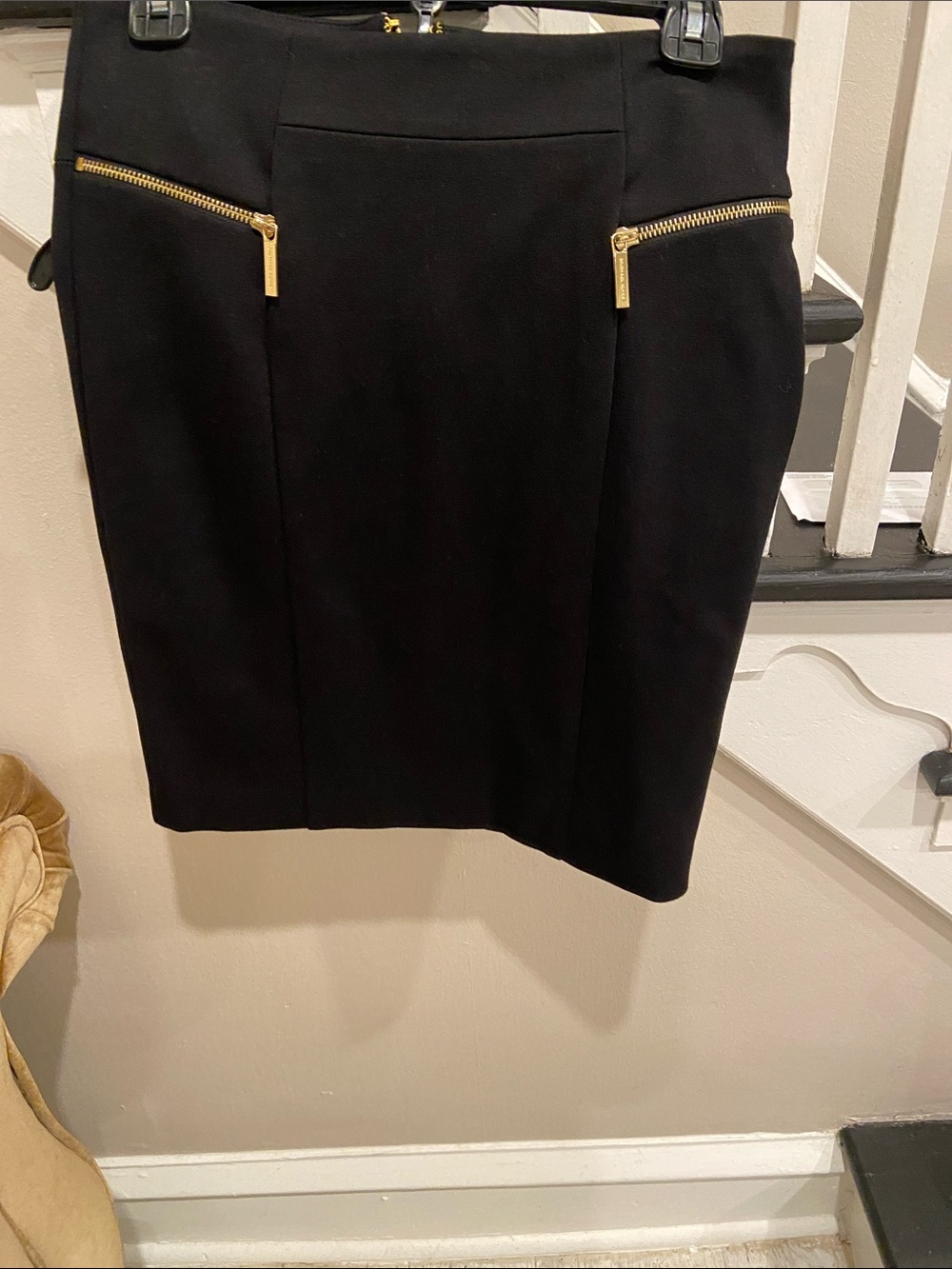 Michael Michael kors Women's Black Pencil Skirt with Gold Zipper Detail 6